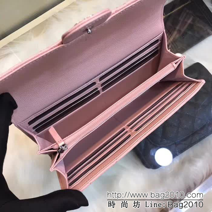 CHANEL香奈兒 經典cf長款錢包 荔枝紋綾格紋路 亮金五金 80758  DJC3171